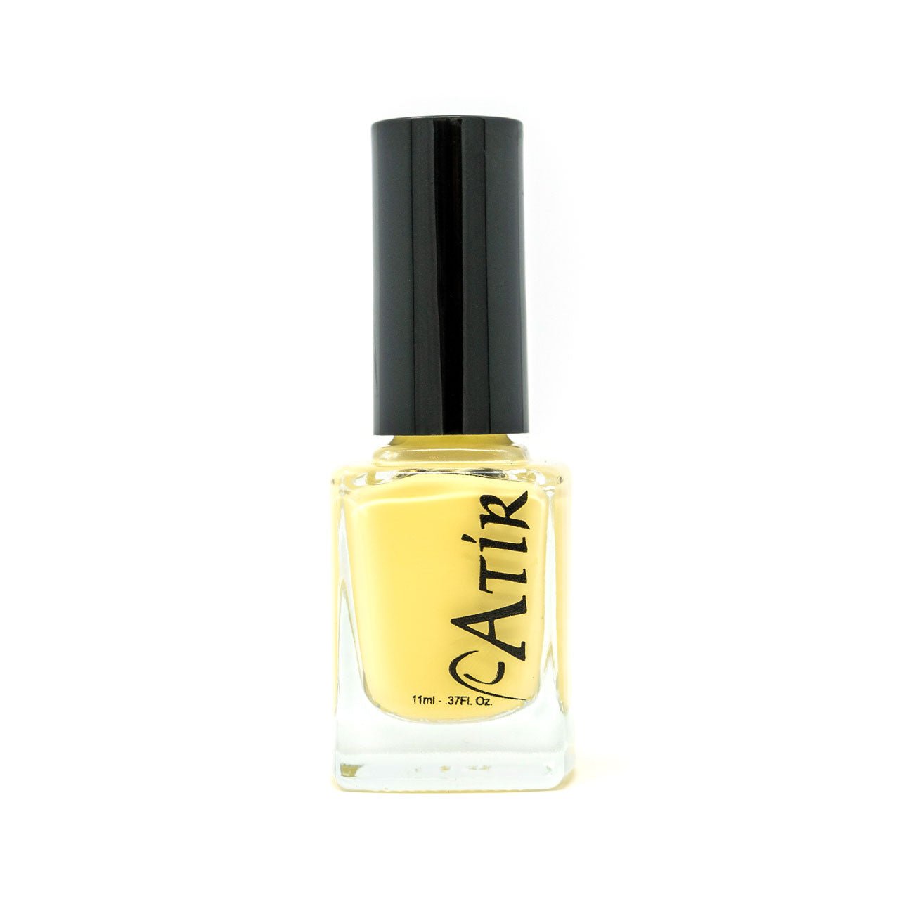 ATiR Hello Limoncello non-toxic buttery yellow nail polish in clear glass bottle